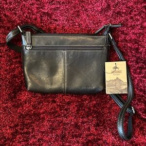 Jack George’s Voyager Black LE Mini City Leather Crossbody Purse w Tag. Perfect